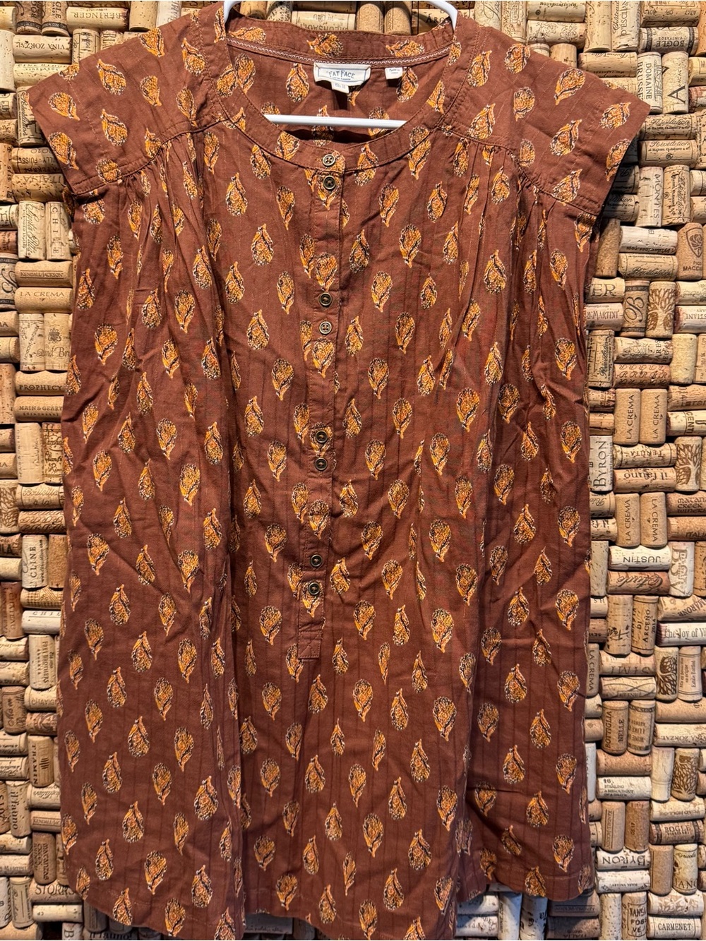 Fat Face Rust Brown Printed Button-Front Tunic